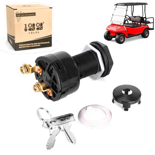 10L0L Golf Cart Ignition Switch 2-PIN for 36V - 48V Electric Golf Cart Club Car DS (1996 Up) Replacement Part 101826201 - with 2pcs Club Car Key