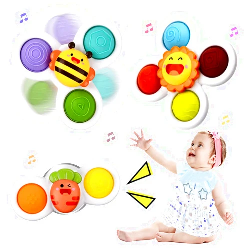 YOYIKER Suction Cup Spinner Infant Baby Toys 12-18 Months, Spinning Top Sensory Toys for Toddlers 1-3 Year Old, Fidget Dimple Toy for babies, Christmas Birthday Gifts for 1 2 Year Old Boy & Girl Toys