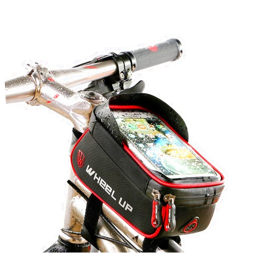 MOOZO Bike Frame Bag, Rainproof Bicycle Cycling Front Top Tube Frame Pannier Pouch Mountain City Bike MTB Crossbar Storage Bags for iPhone 8 7 6 6S Plus Samsung Huawei LG HTC Smartphones up to 6.0''