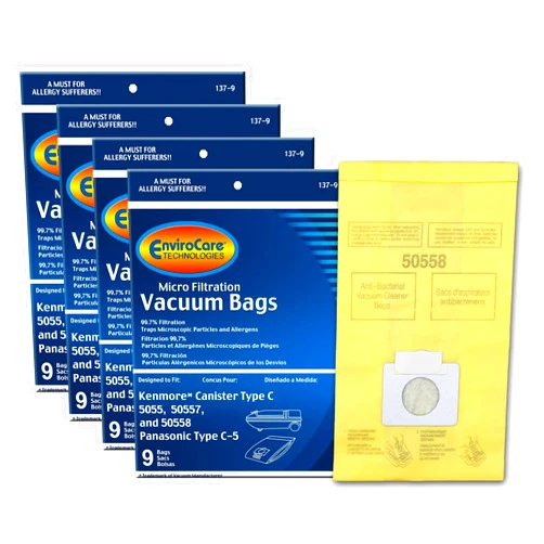 EnviroCare Replacement Micro Filtration Vacuum Cleaner Dust Bags made to fit Kenmore Canister Type C/Q 50555, 50558, 50557 and Panasonic Type C-5 36 pack