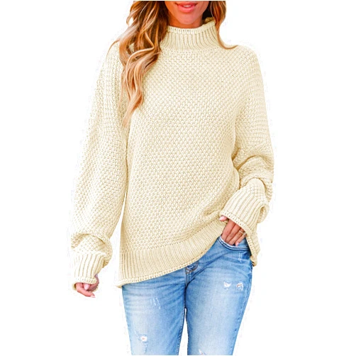 ZESICA Women's Turtleneck Batwing Sleeve Loose Oversized Chunky Knitted Pullover Sweater Jumper Tops