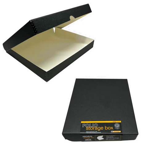 Lineco 11x14 Black Clamshell Archival Folio Storage Box. Acid-Free with Metal Edge, Preserve Photos or Documents, Crafts, DIY. (Pack of 2)