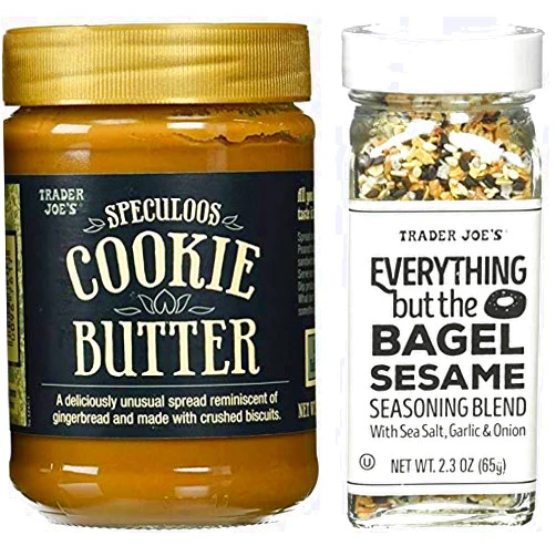 Trader Joe's Speculoos Cookie Butter (14.1 Oz) and Everything but the Bagel Sesame Seasoning Blend (2.3 Oz)