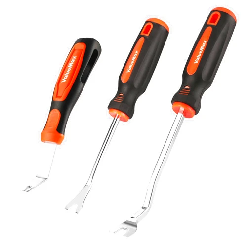 VALUEMAX 3Pcs Trim Removal Tool and Staple Remover Set, Heavy Duty Pry Tool Clip Removal Tool Staple Puller, Upholstery Tools for Removing Staples, Tacks, Auto Clip Fasteners, Door Panel, Dashboard