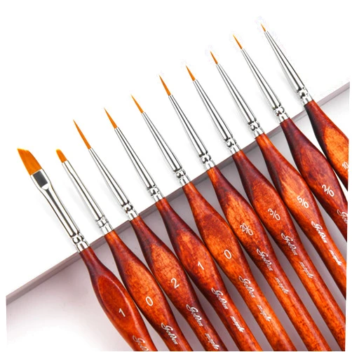 Golden Maple Miniature Model Paint Brushes-10pcs Micro Detail Paint Brush Set,Small Fine Detail Brushes for Acrylic, Oil, Watercolor & Paint by Number, Citadel, Figurine, 40k