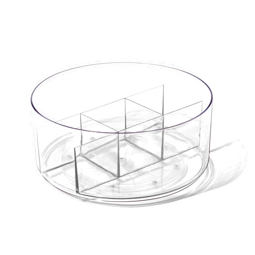 BINO Plastic Round Turntable Organizer with 5 Compartments - Clear | Spinning Divided Turntable Container | Rotating Organizer Storage for Bottle Condiments Fridge Kitchen Counter Pantry Bathroom