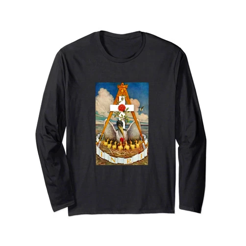 Wilkdesigns INRI pelican esoteric occult Rosicrucian symbol - Rose Cross Long Sleeve T-Shirt