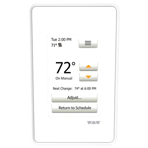 Ditra Heat DITRA-HEAT Programmable Touchscreen Thermostat [DITRA-HEAT-E-RT] controls 120/240V floor heat systems, sleek bright white design, built-in GFCI, includes floor sensor