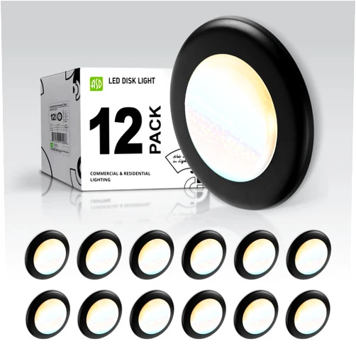 ASD 12 Pack LED Disk Lights 6 Inch, 15W 5CCT 2700K-5000K 1245LM CRI90+, Dimmable Flush Mount Ceiling Light Fixture, Low Profile Surface Mount Disc, Junction Box or Recessed Can Install, UL Energy Star