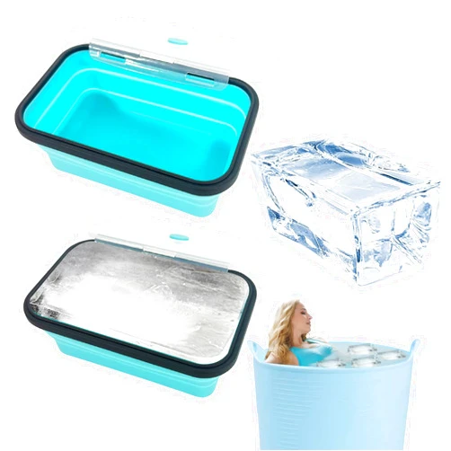 KKONHII 2 Packs Extra Large Ice Block Mold, 5.3 lbs Large Ice Cube Molds with Lid for Ice Bath Accessories Collapsible Reusable Silicone Ice Cube Mold for Cold Plunge and Cooler Ice Block Maker