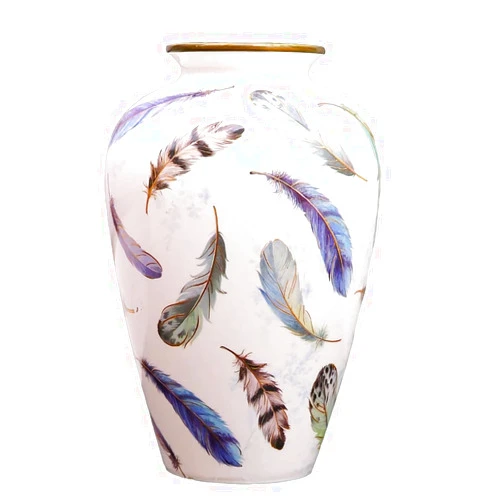 ZJIAQ-TEABOX Elegant Ceramic Lager Flower Vases, Decorative Vase Floral White Vase for Centerpieces Table, Chinese Vase for Indoor Home Decor, Living Room, Office Table 11.4in x 4.3in(B)