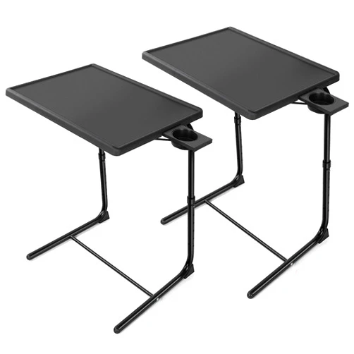 HUANUO Adjustable TV Tray Table - TV Dinner Tray on Bed & Sofa, Comfortable Folding Table with 6 Height & 3 Tilt Angle Adjustments by HUANUO (2 pack)