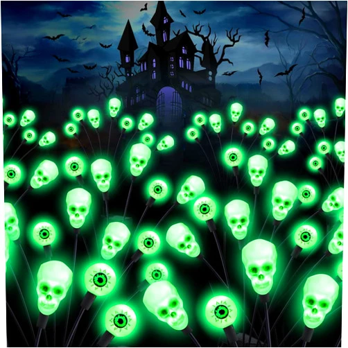 JURASNOW 2Packs Halloween Outdoor Lights Scary Halloween Eyeball Lights Skull Lights, Ip65 Waterproof, Halloween Scary Decorations for Garden/Patio/Patios/Lawn/Flower Paths
