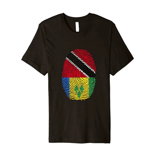 Heritage Vincent and Trinidad Tobago Roots Trinidad and Vincent Fingerprint Half Trini Vincentian Roots Premium T-Shirt