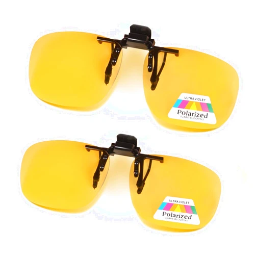 FONHCOO Clip-on Night Driving Sunglasses 2 Pack Night Vision Glasses Lens over Prescription Glasses for Women Men (2 × Night Driving Lens)