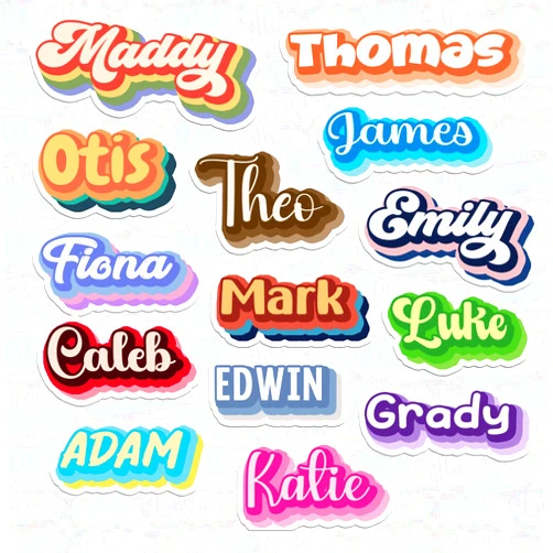 SANGAROM Custom Groovy Name Personalized Sticker Retro Colorful Rainbow Girls Name Waterproof Vinyl Sticker for Water Bottle, Phone Case, Hard Hat, Laptop - Decor Decal Stuff Birthday Gift