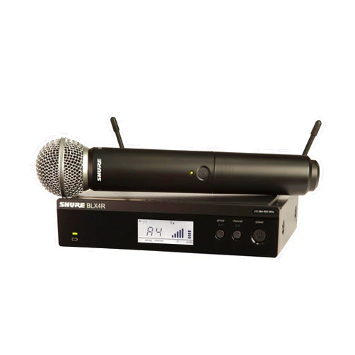 Shure BLX24R/SM58 Wireless Microphone System - 14-Hour Battery Life, 300 ft Range, UHF | SM58 Handheld Vocal Mic, Single Channel Rack Mount Receiver | H9 Band (BLX24R/SM58-H9)