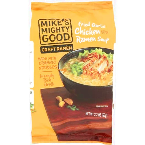 TABL MIKES MIGHTY GOOD Organic Fried Garlic Chicken Ramen, 2.2 OZ (Pack of 6)