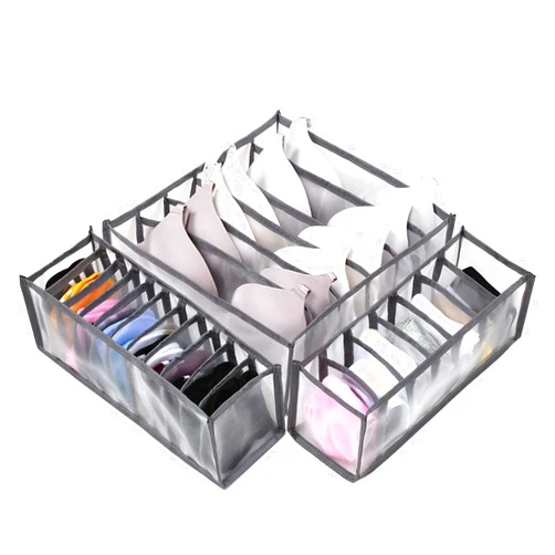 SCDMmimi Pack of 3 Closet Organizers and Storage Set Compartment Foldable Underwear Storage Box, There Are 6/7/11 Compartment Nylon Compartments, Can Hold Socks, Bras, Underwear