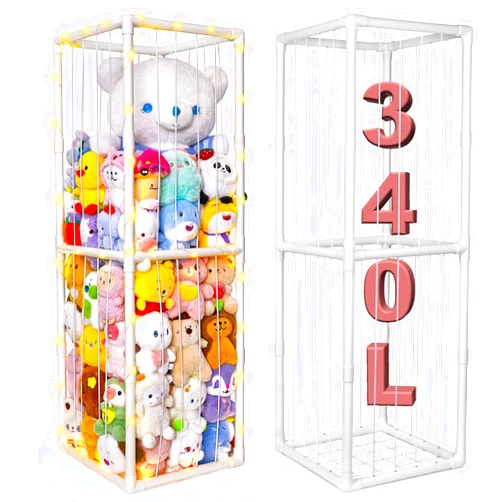 Beinou Stuffed Animals Zoo Storage Stuffed Animals Holder Extra Large Plushies Storage PVC Playroom Organizer Stuffed Animals Cage for Nursery Bedroom