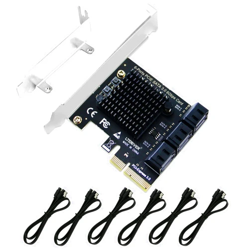 LTERIVER PCI Express X4 to 6-Ports Serial ATA/SATA 3.0 Host Controller Card- Plug and Play on Windows OS, MAC OS and Linux Systems-6X 6Gbps Max SATA 3.0 None Raid Ports-Support AHCI Boot Up (PCE-G2S6)