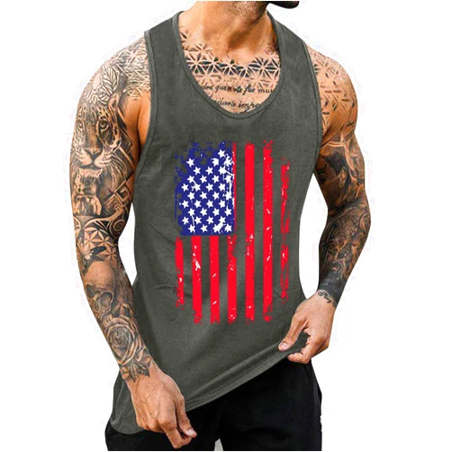 Generic CYRCAIN Mens 4th of July Tank American Flag Sleeveless Shirt Gym Muscle Cut Off Tee Workout Patriotic Vest Bodybuilding