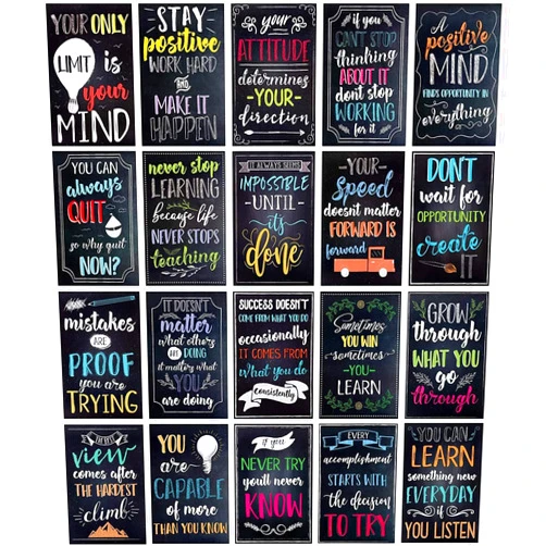 Juvale 20-Pack 13x19 in Motivational Classroom Posters - Chalkboard-Style Wall Decor, Classroom Decor, Bulletin Board Decorations, School Supplies for Teachers, Growth Mindset Posters