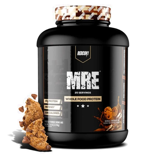 REDCON1 MRE Protein Powder, Oatmeal Chocolate Chip - Meal Replacement Protein Blend Made with MCT Oil & Whole Foods - Protein with Natural Ingredients to Aid in Muscle Recovery (25 Servings)
