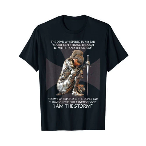 Christian Gifts by Jeremiah James Co Distressed I Am The Storm Armor of God Christian Graphic T-Shirt