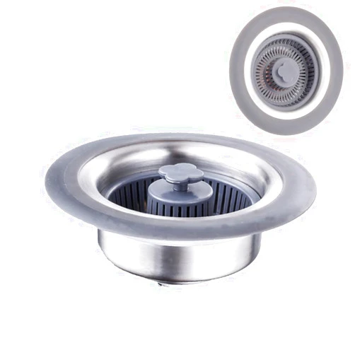 YAHUAA 3 in 1 Kitchen Sink Drain Strainer and Stopper Set, Premium 316 Stainless Steel Metal Anti-Clogging Basket Strainer, Pop Up Sink Stopper for US Standard 3-1/2 Inch Drain