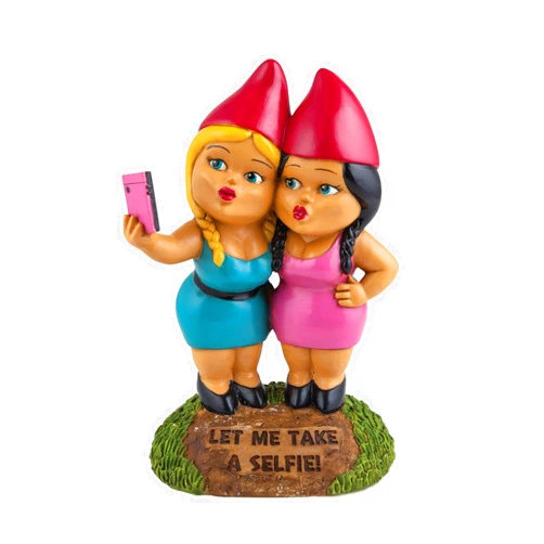 BigMouth Inc The Selfie Sisters Garden Gnome - Weather-Resistant Resin Garden Gnomes Outdoor - Unique Garden Decorations - 9