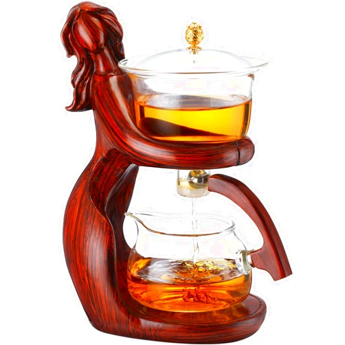 Nuogo Semi Automatic Glass Teapot Set Tea Maker with Infuser Lazy Magnetic Semi Automatic Kungfu Tea Set with 6 Small Cups