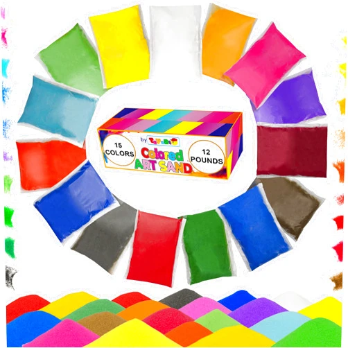 Toyssio - Colored Sand [15 Colors: 12 lbs] Sand Art Sand, Colored Sand for Sand Art, Colored Sand Bulk, Sand Art Bulk, Craft Sand, Color Sand for Crafts, Art Sand for Kids Age 3+, Non-Toxic, 15 Bags