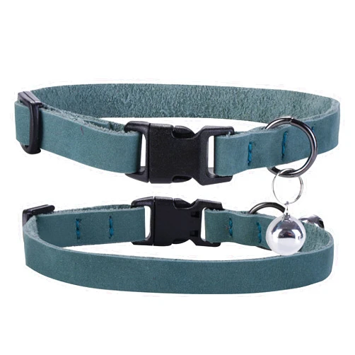 DAIHAQIKO Leather Cat Collar with Bell, Cat Collar, Kitten Collar, Small and Big Cat Collar for Boy Girl Cats（9.8