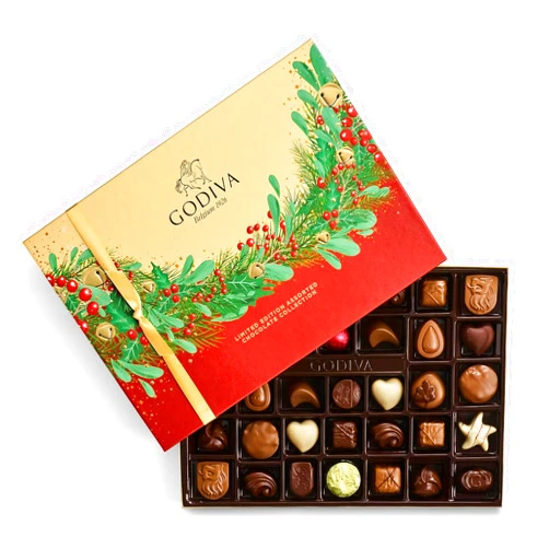 Godiva Chocolatier Holiday Limited Edition Assorted Gourmet Chocolate Gift Box, Milk Dark, and White Chocolate Treats for Thank you, Anniversary, Christmas Candy Gift for Family and Friends,36 pc