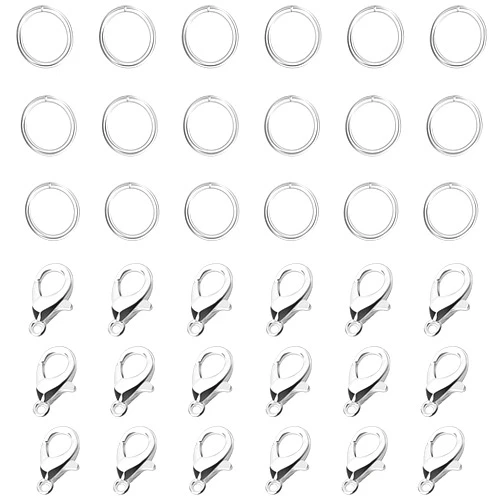 Pengxiaomei 170PCS Silver Lobster Claw Clasps with Open Jump Rings Set Jewelry Clasps Lobster Claw Clasps for Jewelry Making Findings and Bracelets Stocking Stuffers for Women(Silver)