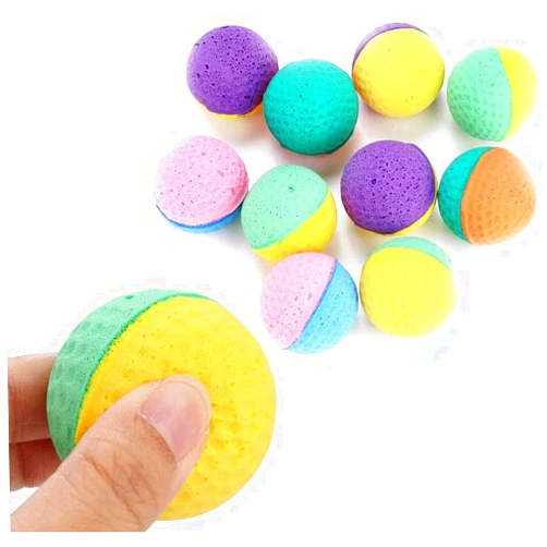 Bepets 12PCS Foam Balls for Cats, Colorful Rainbow Ball Cat Toy Sponge Ball Cat Toy Ball Soft Pet Ball Toy for Cat Puppy Kitty