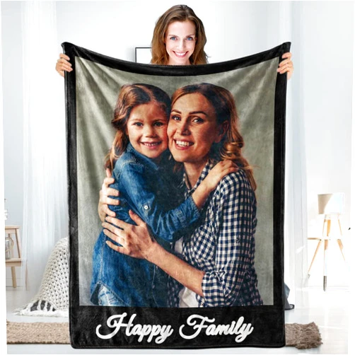 TinyName Ships Next Day, Personalized Gifts for Mom, Custom Blankets with Photos Text Customized Fleece Picture Blanket for Mom Grandma Christmas Mother Day Birthday Gifts