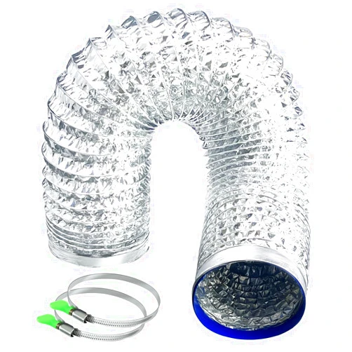 Pet Time Dryer Vent Hose 4 Inch - Flexible Fire-Resistant Aluminum Duct with Stainless Steel Clamps for Tight Spaces, Dryers, Bathrooms, Workshops, Grill room & Grow Tents