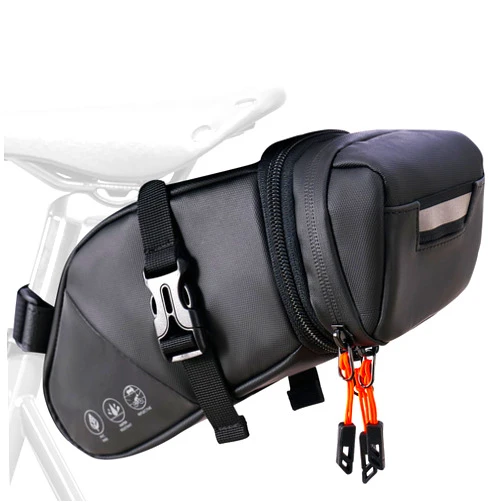 NDakter Bike Seat Bag, 2L Large Capacity Bicycle Saddle Bag,Waterproof Bike Pouch, Storage Space adjustable Bike Storage Bag With Large Reflective Coating, Bike Tool Bag for Adult Bike,Cycling