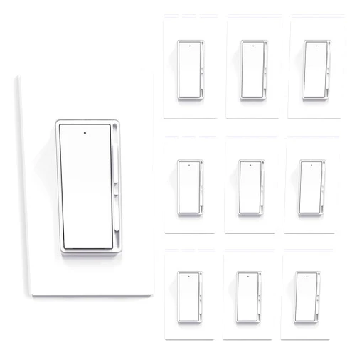 ELEGRP Digital Dimmer Light Switch for 300W Dimmable LED/CFL and 600W Incandescent/Halogen, LED Slide Dimmer Light Switch, Single Pole/3-Way, Wall Plate Included, Matte White, UL Listed, 10 Pack