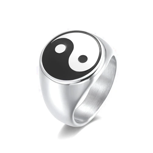 JESMING Men's Rings Tai Chi Yin Yang Ring Zen Master Ring Stainless Steel Rings Biker Cocktail Party Rings for Men