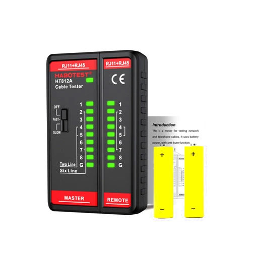 FCD TRUST Network Cable Tester HT812A with RJ45 RJ11 Port, Ethernet Cable Tester Live Detection 60V Cable Telephone Line Continuity Test Shielded Cable for CAT5/CAT5E/CAT6/CAT6A