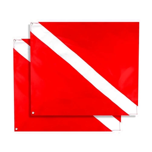Seafard Scuba Diving Flag 2 Pack – 20x24 inch Red & White Diver Down Flags with Brass Grommets, Double-Stitched US Legal Size Dive Flags for Snorkeling, Freediving, Spearfishing, Boats & Kayaks