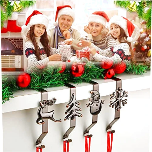 HelaJoy Stocking Holders for Mantle - Christmas Stocking Holder for Mantle Christmas Stocking Hangers for Mantel Stocking Hooks for Fireplace Stocking Holders Stocking Hanger for Christmas Decoration