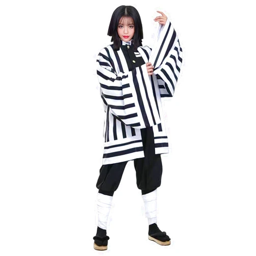 Buyoem Iguro Cosplay Costume Adults Kimono Robe Uniform Outfit Halloween Full Set with Wig