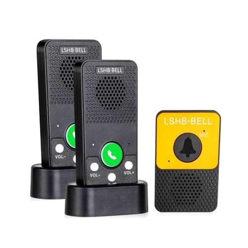 LSHB·BELL Doorbells, Wireless Doorbell, Full Duplex Doorbell, Two Way Voice Intercom, Hands-Free, Long Range, LED Indicator, 8 Volume Levels, Movable Portable Door Bells Kit Wireless for Indoor MailBox, Black