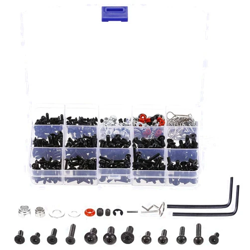 GLOBACT OGRC 522PCS RC Screw Kit Universal RC Repair Tool Kit Hardware Fastener for Traxxas Axial Redcat HPI Arrma Losi 1/8 1/10 1/12 1/16 Scale RC Cars Trucks Crawler
