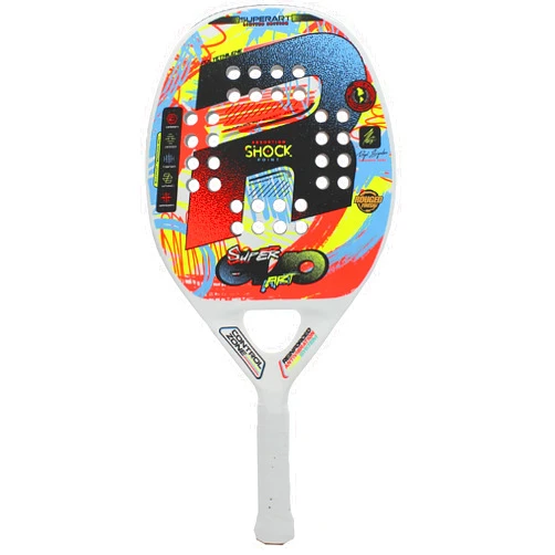 Royal Padel Beach Tennis Racket Super Evo Art – Bidirectional Double Tube, 100% Carbon and Fiberglass – Shock Absortion System (300 Gr)