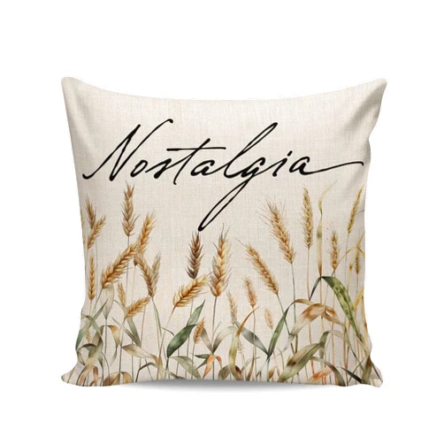 YOKOU Throw Pillow Cover Cushion Covers, Fall Autumn Wheat Vintage Pastoral Minimalist Style Soft Square Short Plush Pillowcase for Sofa Bed Chair Home Decor, Set of 1 18